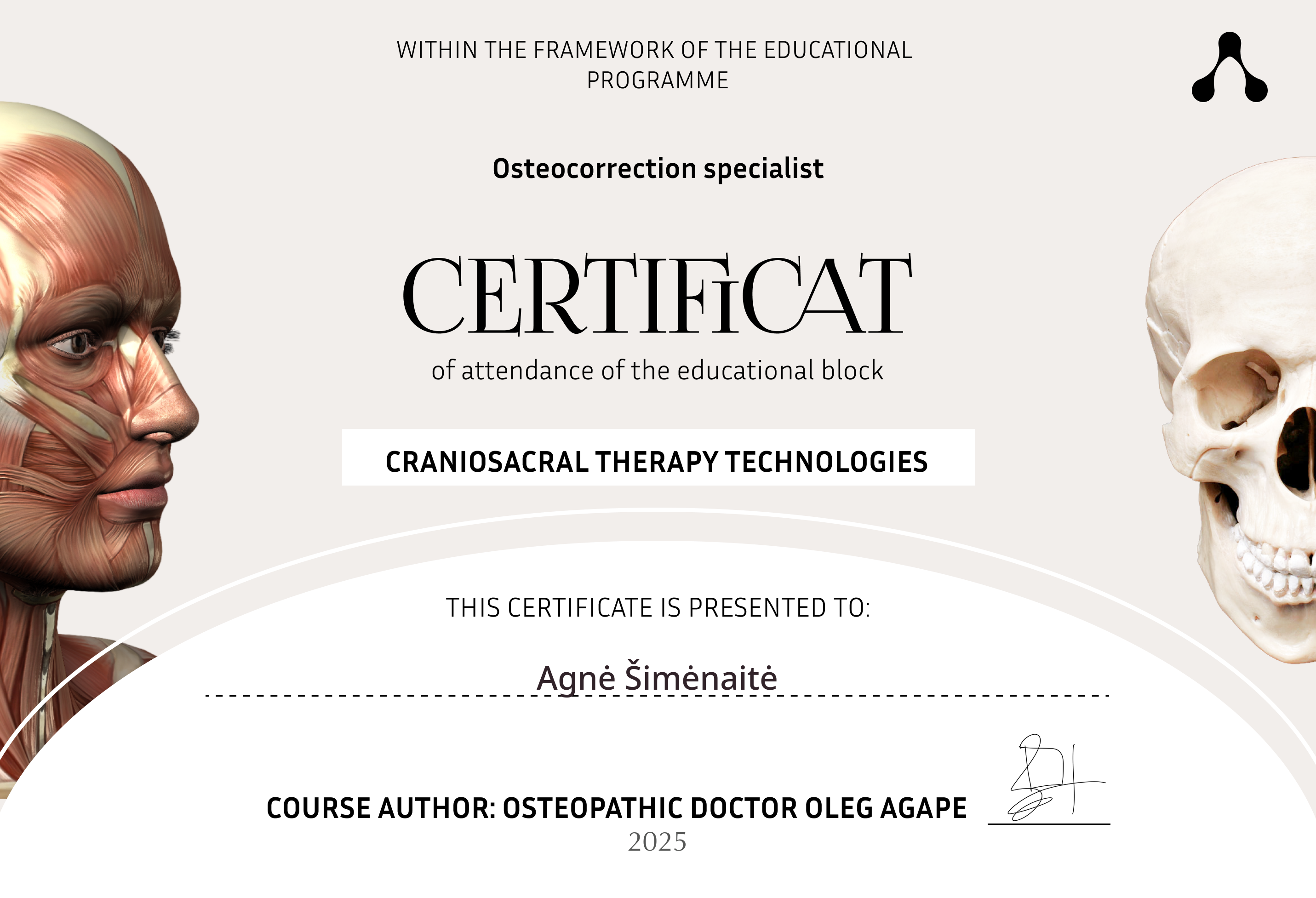 Craniosacral Therapy Technologies Osteocorrection specialist